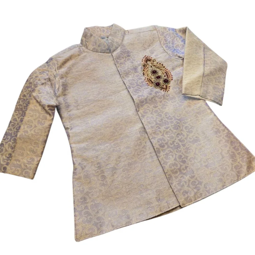 Beautiful Boy's Bone & Lavendar Sherwani / Kurta sz S